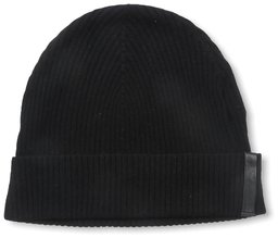 Thirty Five Kent Men's Wool/Cashmere Ribbed Folded Beanie Hat, Black