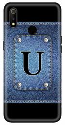 Amazon Brand - Solimo Designer Button Jeans Alphabet-U 3D Printed Hard Back Case Mobile Cover for Realme 3 / Realme 3i