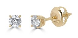 AGS Certified 14k Yellow Gold Round-Cut Diamond Stud Earrings (1cttw, J-K Color, I2-I3 Clarity)