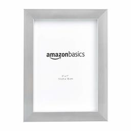 AmazonBasics Photo Frame with Mount, Nickel colour, 13 x 18  cm