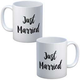 Just Married Mugs Twinpack Wedding Bride Groom His Hers Cups Pack Of Two