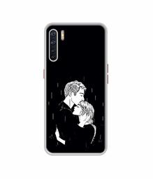 Amazon Brand - Solimo Designer Couples Standing in Rain UV Printed Soft Back Case Mobile Cover for Oppo A91