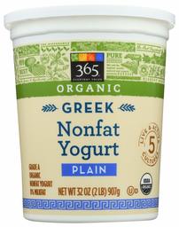 365 Everyday Value, Organic Greek Nonfat Yogurt, Plain, 32 oz