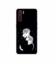 Amazon Brand - Solimo Designer Couples Standing in Rain 3D Printed Hard Back Case Mobile Cover for Oppo A91