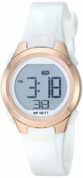 Amazon Essentials Women's Digital Chronograph Rose Gold-Tone and White Resin Strap Watch