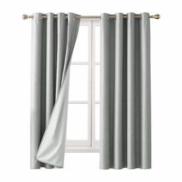 UMI. by Amazon - Cortinas Opacas para Habitación 2 Paneles con Revestimiento de Espuma Ojales 140x175cm Gris Claro