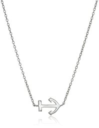 Sterling Silver Anchor Necklace and Earrings Jewelry Set, 18