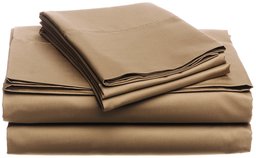 Pinzon Hemstitch 400-Thread-Count Egyptian Cotton Sateen Twin Sheet Set, Chestnut