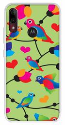 Amazon Brand - Solimo Designer Multicolor Flycatchers Birds Green Patterns Design Printed Soft Back Case Mobile Cover for Motorola Moto E6s / Motorola Moto E6 Plus