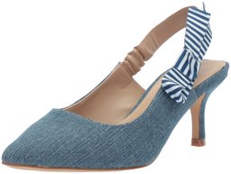 The Fix Fatina Zapatos Kitten de talón Abierto, para Mujer, Denim Textile, 7.5 B(M) US