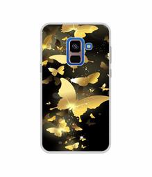 Amazon Brand - Solimo Designer Golden Butterfly Pattern UV Printed Soft Back Case Mobile Cover for Samsung Galaxy A8 Plus (2018)