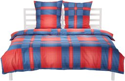 Amazon Basics Lightweight Flannel Duvet Set, Red Check, 260 x 240  cm and 2 pillowcases of 65 x 65