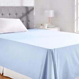 AmazonBasics Everyday Drap plane en coton 100%, 230 x 260 cm - Bleu