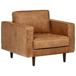 Amazon Brand – Rivet Aiden Tufted Mid-Century Modern Leather Accent Chair, 35.4