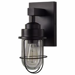 Amazon Brand – Stone & Beam Jordan Industrial Farmhouse Indoor Wall Mount Cage Sconce Fixture With Light Bulb - 5.5 x 74.75 x 11 Inches, Black