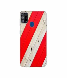 Amazon Brand - Solimo Designer Red and Cream Color Wood 3D Printed Hard Back Case Mobile Cover for Samsung Galaxy M31