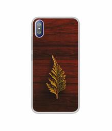 Amazon Brand - Solimo Designer Leaf on Wood UV Printed Soft Back Case Mobile Cover for i Kall K8