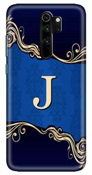 Amazon Brand - Solimo Designer Blue Pattern Alphabet-J 3D Printed Hard Back Case Mobile Cover for Xiaomi Redmi Note 8 Pro