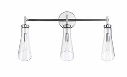 Amazon Brand – Rivet 3-Light Vanity with Clear Glass Shades, Edison Candelabra Bulbs Included, 13.2