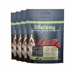 Marque Amazon - Lifelong - Friandises pour chiens, sans blé, avec mono-protéine, avec agneau, betterave et ortie (4 pack x 240gr)