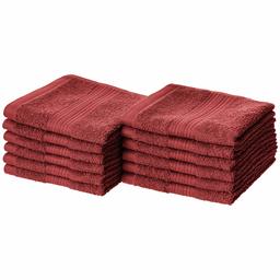 AmazonBasics Fade Resistant Towel Set, 10-Pack - Red, 500gsm