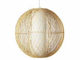 Amazon Brand – Stone & Beam Traditional Globe Pendant Light with White Inner Shade & Rattan Outer Shade, 16