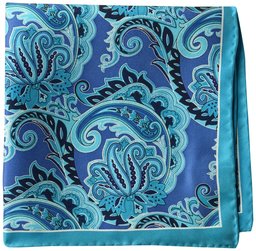 Buttoned Down 100% Silk Pocket Square handkerchiefs, Estampado de Cachemira, Azul Marino, One Size