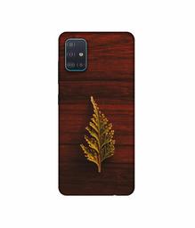 Amazon Brand - Solimo Designer Leaf on Wood 3D Printed Hard Back Case Mobile Cover for Samsung Galaxy A51