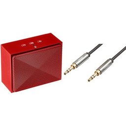 AmazonBasics Mini Bluetooth Speaker (Red) and 3.5mm Male to Male Stereo Audio Cable (2 Feet) Set