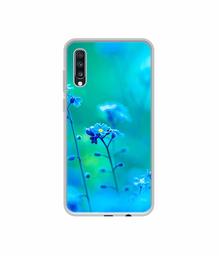 Amazon Brand - Solimo Designer Blue Flower UV Printed Soft Back Case Mobile Cover for Samsung Galaxy A70