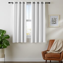 AmazonBasics Room-Darkening Blackout Curtain Set with Grommets - 168 x 182 cm, White