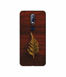 Amazon Brand - Solimo Designer Leaf on Wood 3D Printed Hard Back Case Mobile Cover for Nokia 7.1