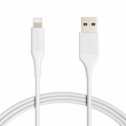 AmazonBasics – anslutningskabel Lightning på USB-A, avancerad kollektion, MFi-certifierad laddningskabel för iPhone, vit, 1,82 m