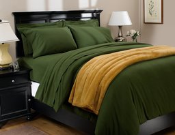 Pinzon 160-Gram Solid Flannel Full/Queen Duvet Cover, Olive