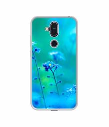 Amazon Brand - Solimo Designer Blue Flower UV Printed Soft Back Case Mobile Cover for Nokia 8.1