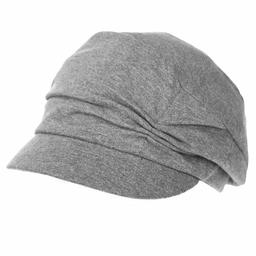 Jeff & Aimy Cotton Cloche Newsboy Cabbie Beret Visor Beanie Chemo Cap for Women Winter Hats for Cancer Patients Grey