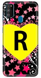 Amazon Brand - Solimo Designer Heart Pattern Alphabet-R 3D Printed Hard Back Case Mobile Cover for Samsung Galaxy M21 / M30s