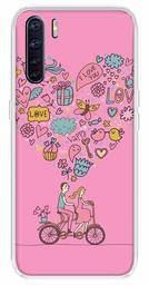 Amazon Brand - Solimo Designer Multicolor Happy Love Pink Pattern Printed Soft Back Case Mobile Cover for Oppo F15