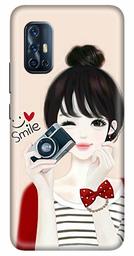 Amazon Brand - Solimo Designer Girl Smile Design 3D Printed Hard Back Case Mobile Cover for Vivo V17