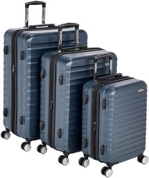 AmazonBasics - High Quality Hard Case Trolley with Swivel Castors and Built in TSA Lock, navy blue