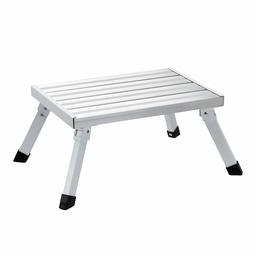 Amazon Basics Step Stool - 1-Step, Steel and Aluminum, 200-Pound Capacity, Silver and White