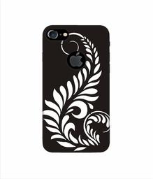 Amazon Brand - Solimo Designer Simple White Rangoli 3D Printed Hard Back Case Mobile Cover for Apple iPhone 7 (with Logo Cut)