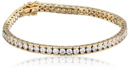 Platinum or Gold-Plated Sterling Silver Swarovski Zirconia Round Tennis Bracelet