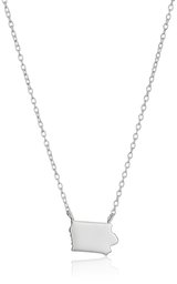 Sterling Silver Stationed Mini State Iowa Pendant Necklace, 16