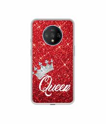 Amazon Brand - Solimo Designer Queen On Red Glitter UV Printed Soft Back Case Mobile Cover for OnePlus 7T