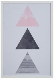 Amazon Brand – Rivet Patterned Modern Pink and Grey Triangles in White Frame Wall Art, 12