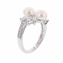 [Find] Amazon Collection roziumumekkisuta-ringusirukuriakarutya- Freshwater Pearl & kyu-bikkuzirukoniasuta-ringu, Size 9 