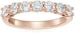 Amazon CollectionRose Gold-Plated Sterling Silver Swarovski Zirconia 7-Stone Round-Cut Ring, Size 7