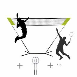 Portzon - Juego de Red portátil de bádminton, Voleibol de Tenis al Aire última intervensión, Plegable, fácil con 2 Raquetas y 2 Volantes, Caja de Transporte, Ordinario