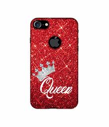 Amazon Brand - Solimo Designer Queen On Red Glitter UV Printed Soft Back Case Mobile Cover for Apple iPhone 7 (Logo Cut)